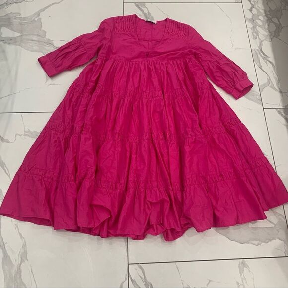Devotion Twins Dress Sz Small Pink flare 3/4 Sleeve Boho V-Neck Oversized midi - Picture 1 of 11